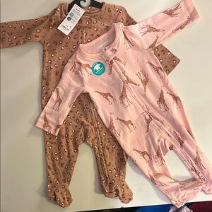 Carter's Baby Giraffe and Leopard Print Sleepers